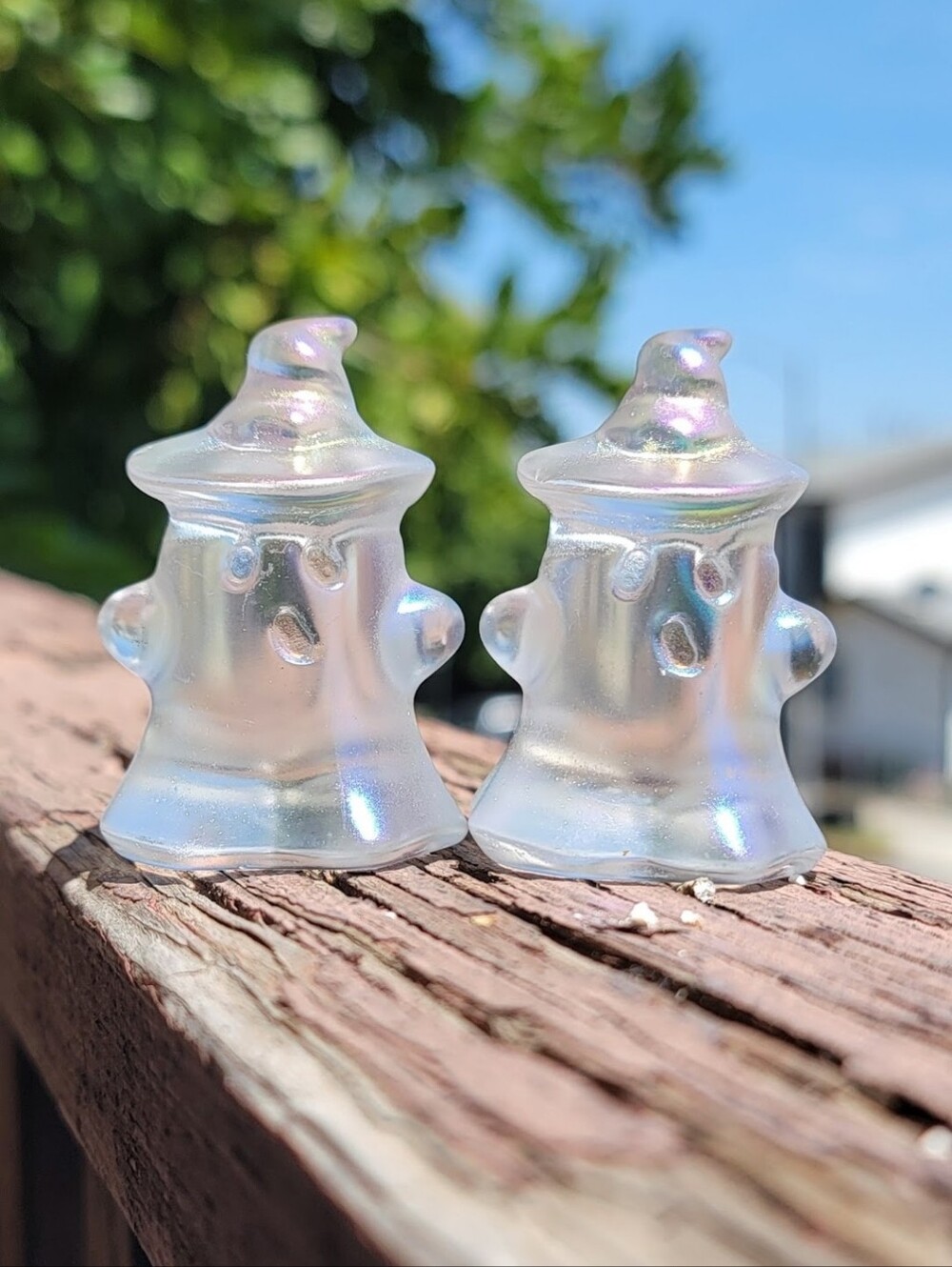 (A) NEW 2" AURA COATED CLEAR QUARTZ GHOST